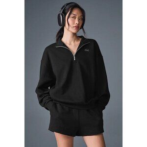 ALO YOGA Women's Accolade 1/4 Zip Pullover Size M In Black